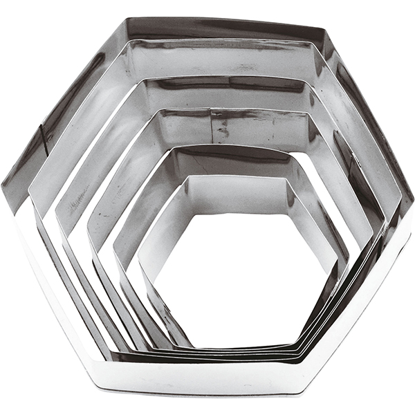Набор кондитерских форм «Шестигран.» (6 штук); сталь нержавеющая; высота=30, длина=95, ширина=95 мм; металлический