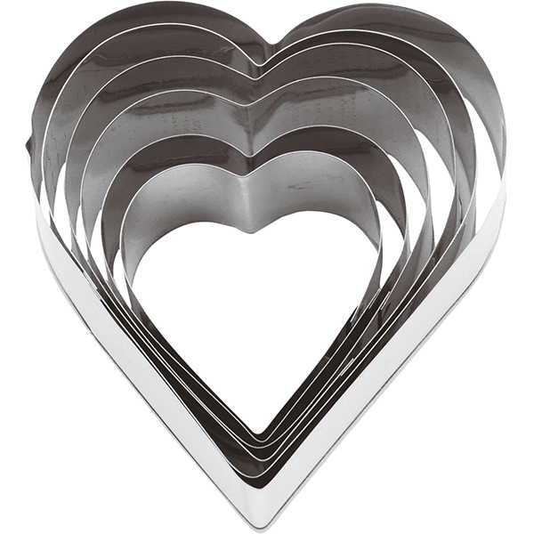 Набор кондитерских форм «Сердце» (6 штук); сталь нержавеющая; диаметр=95, высота=32 мм; металлический