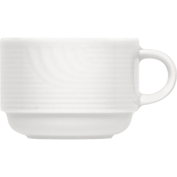 Чашка чайная «Карат»; материал: фарфор; 280 мл; диаметр=8, высота=7, длина=10.5 см.; белый
