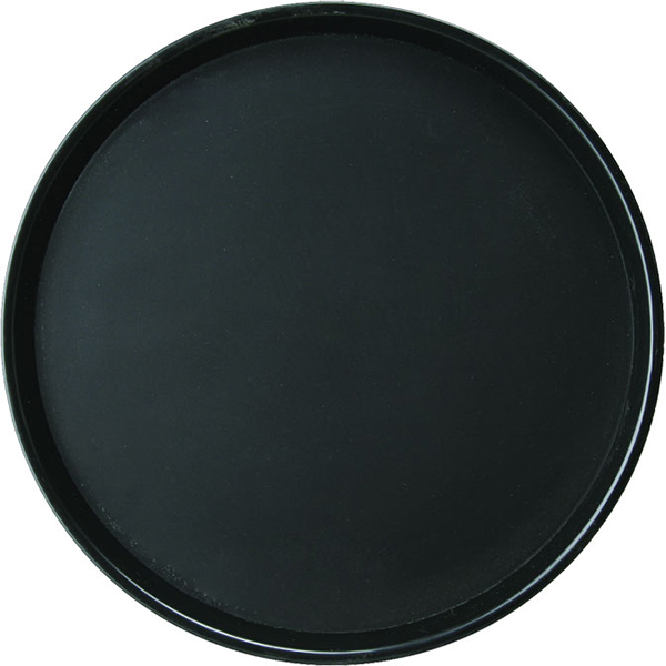 Поднос круглый; полипропилен,прорезиненный; диаметр=356, высота=25 мм; цвет: черный