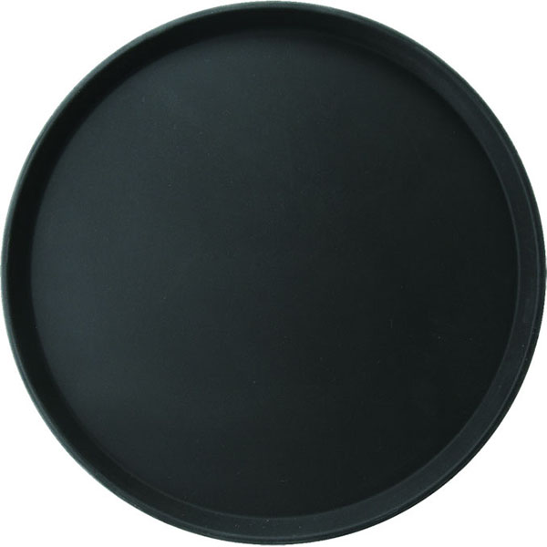Поднос круглый; стеклопластиковый,прорезиненный; диаметр=406, высота=20 мм; цвет: черный