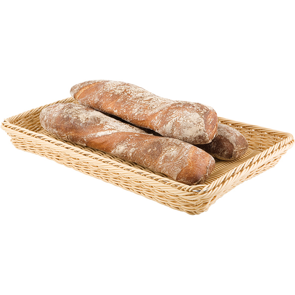 Корзина плетеная для хлеба; полиротанг; высота=10, длина=50, ширина=35 см.; бежевая