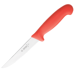 Нож для обвалки мяса; сталь нержавеющая,пластик; длина=16 см.; красный