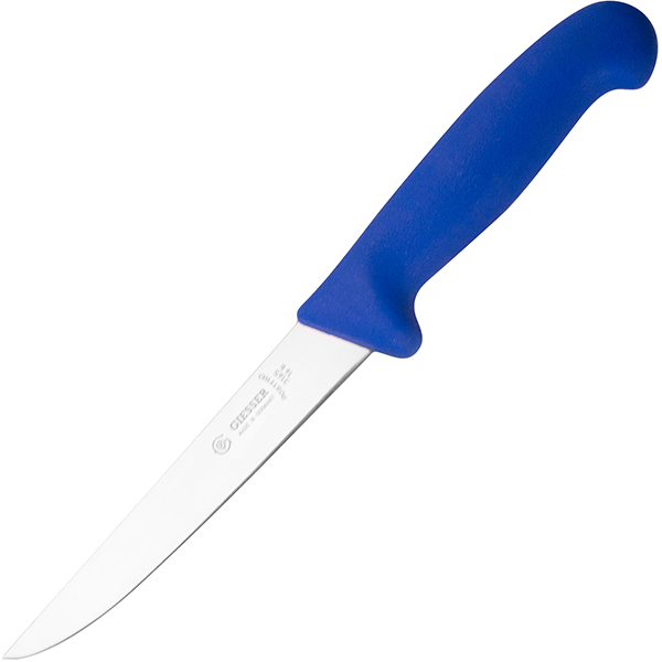 Нож для обвалки мяса; сталь нержавеющая,пластик; длина=15 см.; синий