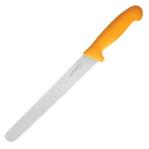 Нож для тонкой нарезки; сталь нержавеющая,пластик; длина=25 см.; желтый