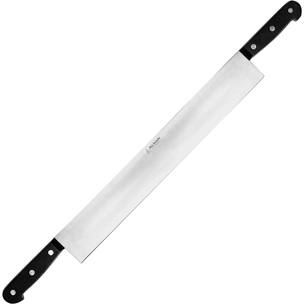 Нож для нарезки сыра 2 ручки; сталь нержавеющая,пластик; длина=64/40.3, ширина=5.5 см.; металлический, цвет: черный