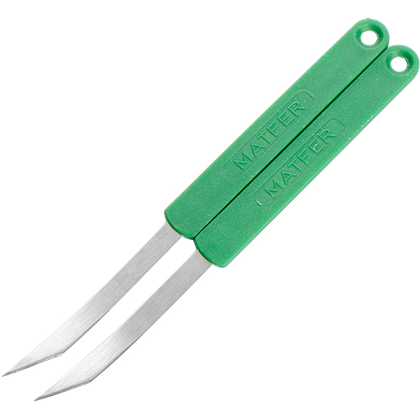 Набор кондитерских ножей изогнутое лезвие (2 штуки); пластик; длина=145/65 мм; зеленый,металлический