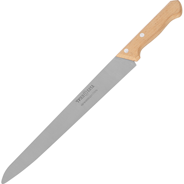 Нож для нарезки мяса; сталь нержавеющая,дерево; длина=390/270, ширина=35 мм; металлический,бежевая