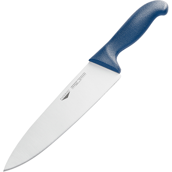 Нож поварской; сталь; длина=405/260, ширина=55 мм; синий,металлический