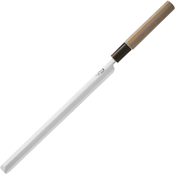 Нож такохики для морепродуктов; сталь, дерево; длина=43/27, ширина=2.5 см.; металлический,св. дерево