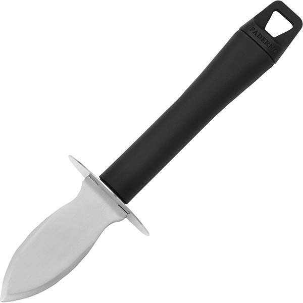 Нож для устриц; сталь нержавеющая,пластик; длина=20/7.5, ширина=5.5 см.; цвет: черный,металлический