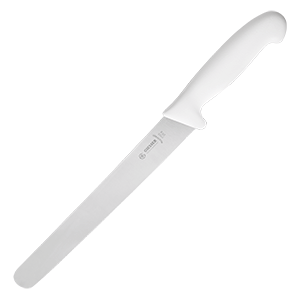 Нож для тонкой нарезки; сталь нержавеющая,пластик; длина=25 см.; белый