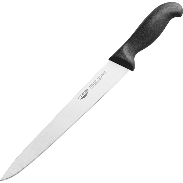 Нож для нарезки мяса; сталь нержавеющая,пластик; длина=435/300, ширина=30 мм; цвет: черный