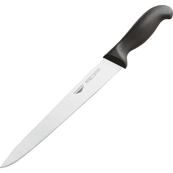 Нож для нарезки мяса; сталь нержавеющая,пластик; длина=38/25, ширина=3 см.; цвет: черный