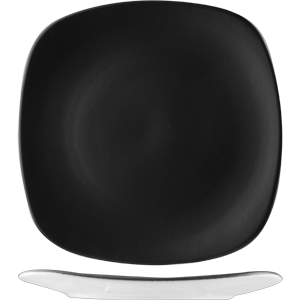 Тарелка квадратная «Даск»; материал: фарфор; высота=4, длина=28, ширина=28 см.; цвет: матовый черный, белый
