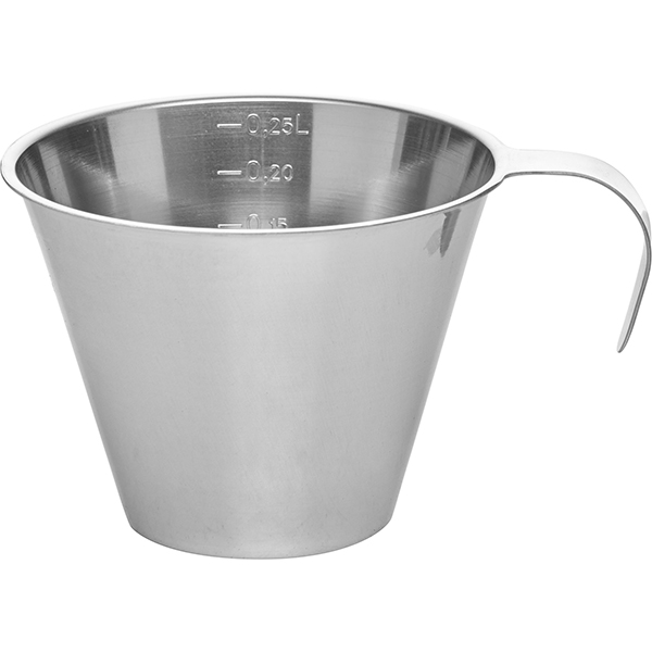 Мерный стакан; сталь нержавеющая; 0.25л; диаметр=10/12.2, высота=7.3 см.; металлический