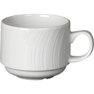 Чашка чайная «Спайро»; материал: фарфор; 212 мл; диаметр=8, высота=6.5, длина=10.5 см.; белый