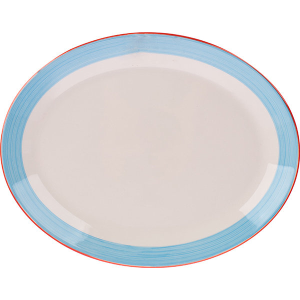 Блюдо овальное «Рио Блю»; материал: фарфор; длина=31, ширина=24 см.; белый, синий