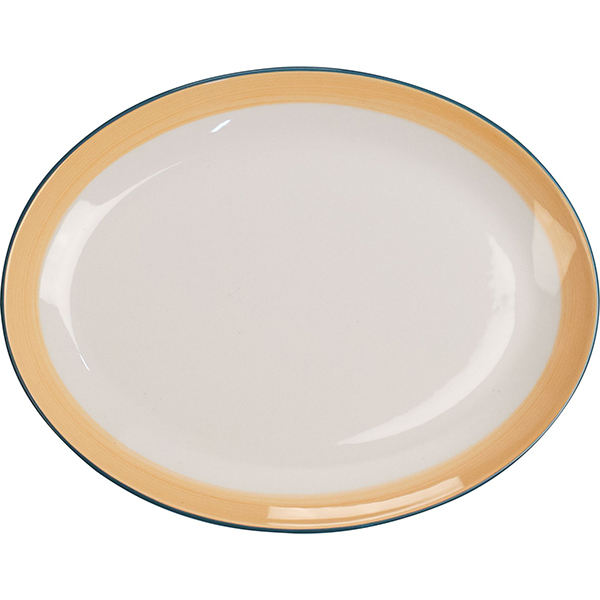 Блюдо овальное «Рио Еллоу»; материал: фарфор; длина=30.5 см.; белый, желтый