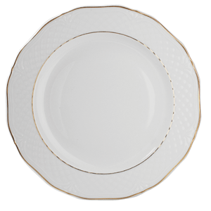 Блюдо круглое «Афродита»; материал: фарфор; диаметр=32 см.; белый, цвет: золотой
