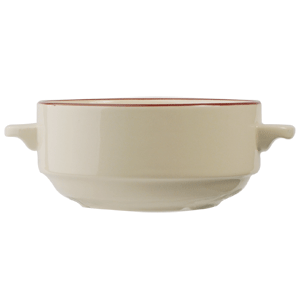 Супница, Бульонница (бульонная чашка) «Кларет»; материал: фарфор; 280 мл; диаметр=105, высота=52 мм; бежевая, бордо