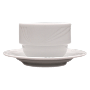 Супница, Бульонница (бульонная чашка) без ручек «Аркадия»; материал: фарфор; 220 мл; диаметр=9, высота=6, длина=14.5 см.; белый