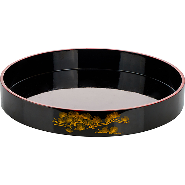 Блюдо-барабан для суши; пластик; диаметр=36, высота=5 см.; цвет: черный, желтый