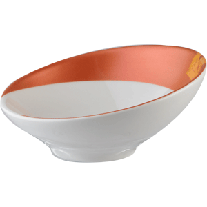 Салатник «Зен»; материал: фарфор; объем: 1 литр; диаметр=25, высота=12 см.; белый,оранжевый цвет