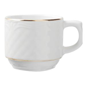 Чашка «Афродита»; материал: фарфор; 100 мл; диаметр=6, высота=5, длина=8 см.; белый, цвет: золотой