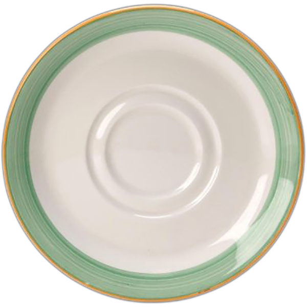 Блюдце «Рио Грин»; материал: фарфор; диаметр=14.5 см.; цвет: белый, зеленый
