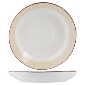 Блюдце «Чино»; материал: фарфор; диаметр=15.1 см.; цвета: белый, бежевый