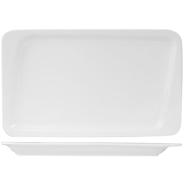 Тарелка прямоугольная; материал: фарфор; длина=30, ширина=18 см.; белый