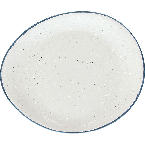 Блюдо круглое «Органика»; фарфор; D=32см; белый,синий