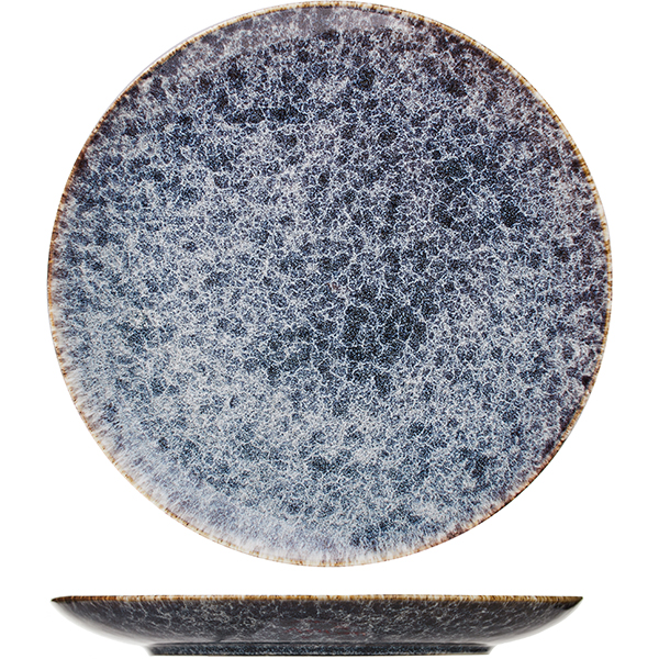 Тарелка Стоун; фарфор; D=30,5см; сине-серый