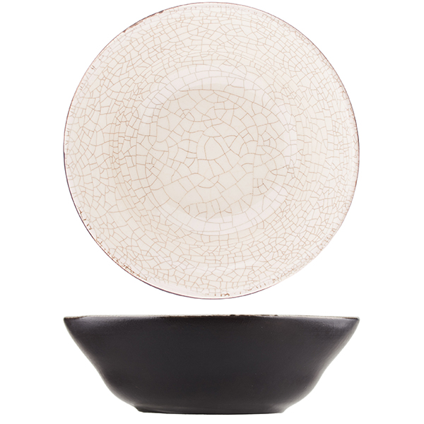 Тарелка глубокая без полей «День и ночь»;  керамика;  D=200,H=65мм;  белый,черный