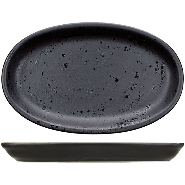 Тарелка овальная «Оникс»;  керамика;  ,H=1,L=26,B=15см;  черный