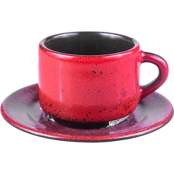 Пара кофейная «Млечный путь красный»   фарфор   80мл Борисовская Керамика