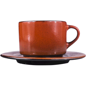 Пара чайная «Млечный путь оранжевый»  фарфор  200мл Борисовская Керамика