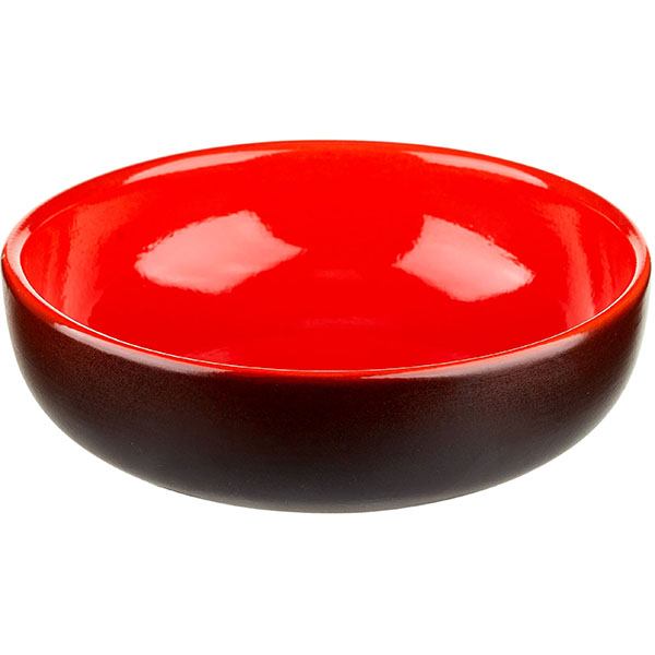 Салатник «Кармин»;  керамика;  1л;  D=185,H=65мм;  красный,черный