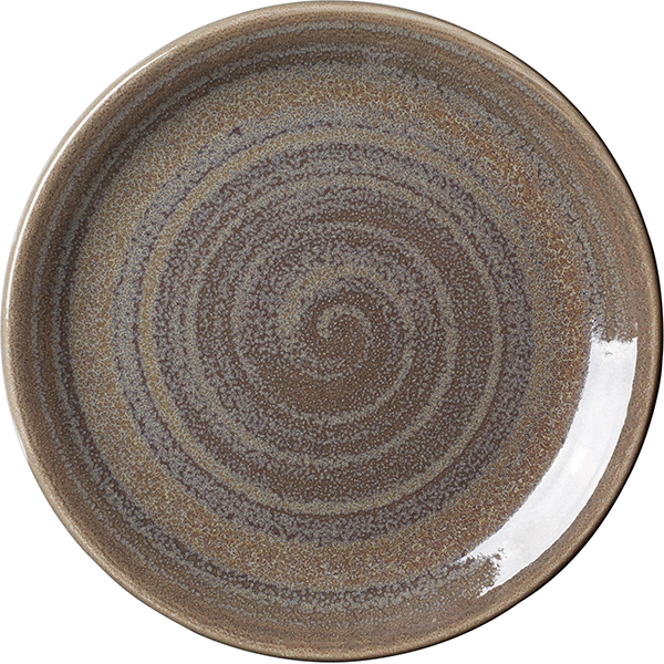 Тарелка мелкая «Революшн»; фарфор; D=200,H=15мм; серый, коричневый 