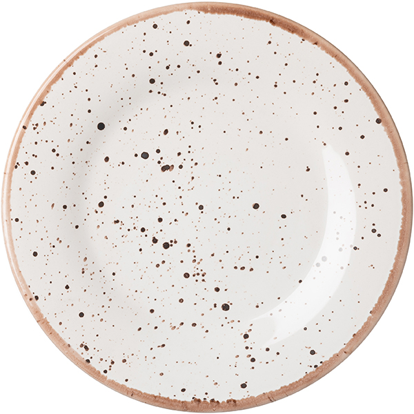 Тарелка мелкая; фарфор; 200мл; D=20, H=2см; белый, коричневый