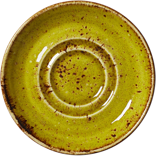 Блюдце «Крафт Эппл»; фарфор; D=110, H=13мм; желто-зеленое