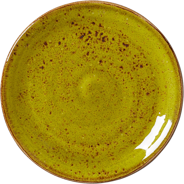 Тарелка пирожковая «Крафт Эппл»; фарфор; D=15, H=2см; желто-зеленая