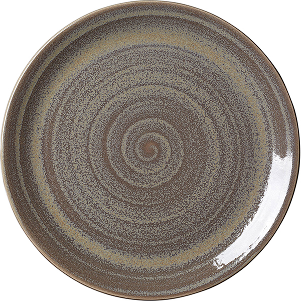 Тарелка мелкая «Революшн Гранит»; фарфор; D=280, H=25мм; серый, коричневый