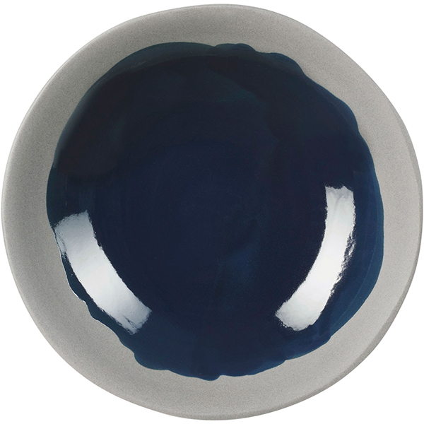 Тарелка «Нау»; керамика; 1л; D=240,H=55мм; серый,синий