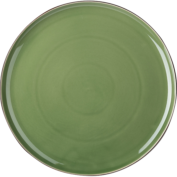 Тарелка «Сейдж»; фарфор; D=33см; зеленая, бронзовая