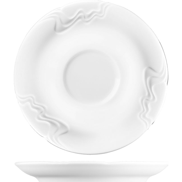 Блюдце «Мелодия»; материал: фарфор; диаметр=14, высота=1.7 см.; белый