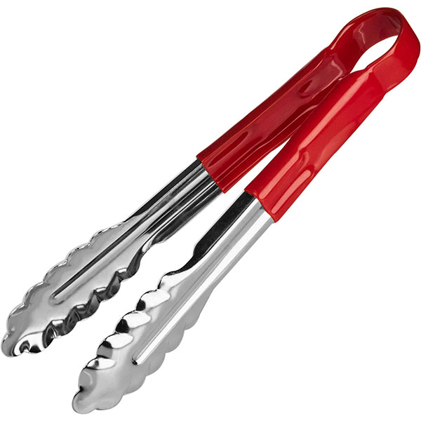 Щипцы красная ручка «Проотель»; сталь нержавеющая, резина; , L=240/85, B=40мм; металлический, красный