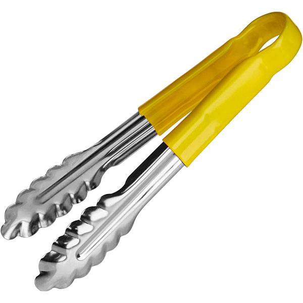 Щипцы желтая ручка «Проотель»  сталь нержавеющая, резина  , L=240/85, B=40мм King