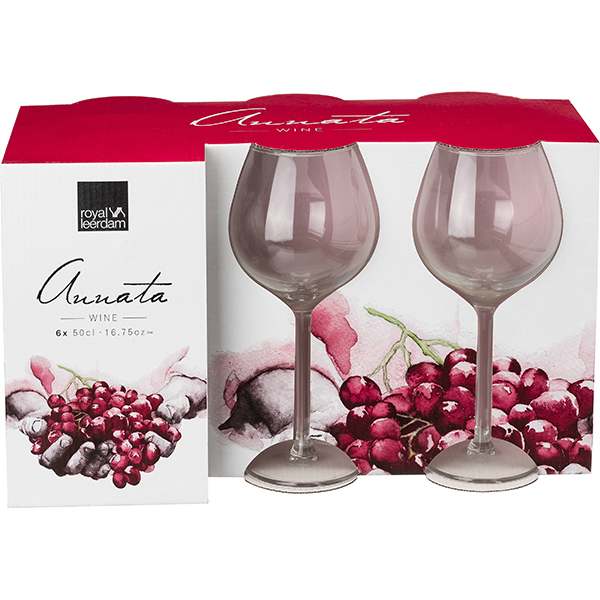 Набор бокалов для вина «Анната»[6шт]; стекло; 0, 5л; прозрачный